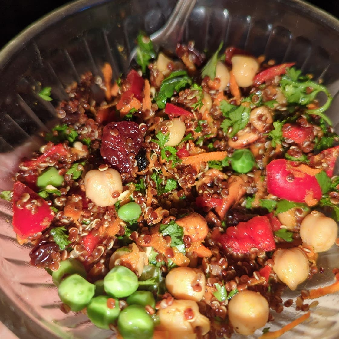 Vibrant Curry Cashew Chickpea Quinoa Salad
