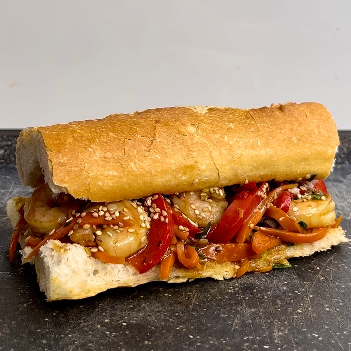 Prawn teriyaki sandwich