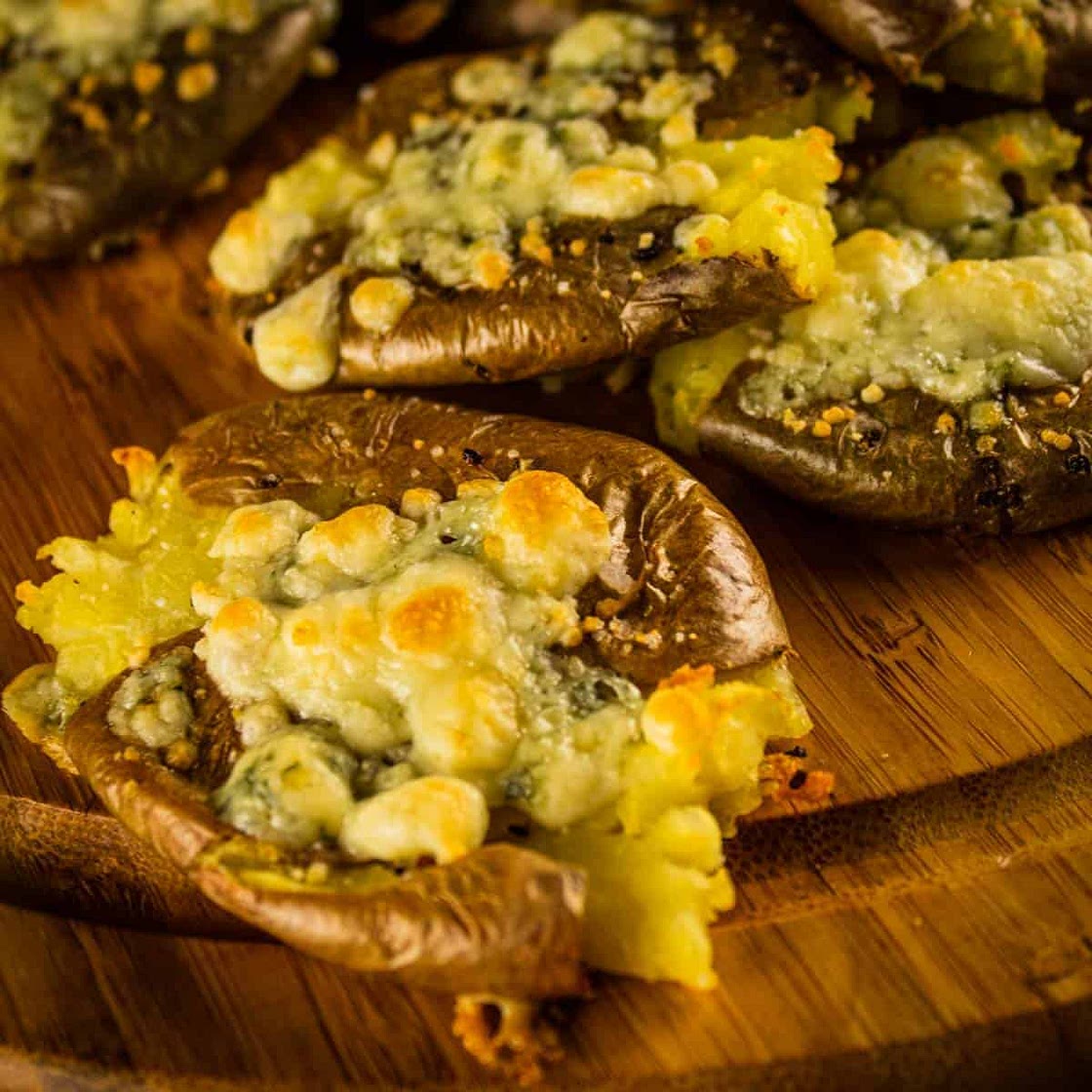 Smashed Red Potatoes with Blue Cheese