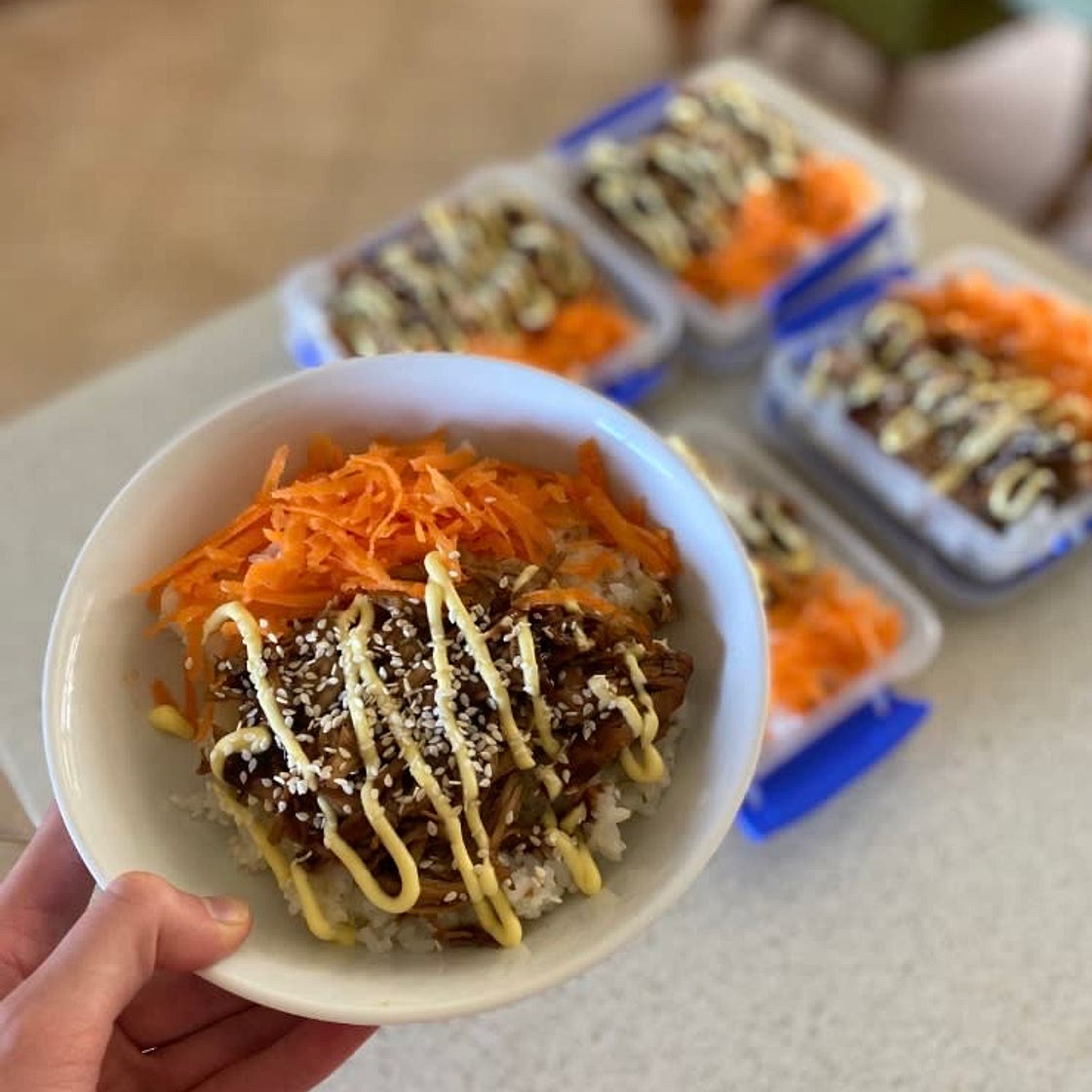 Homemade teriyaki chicken on rice