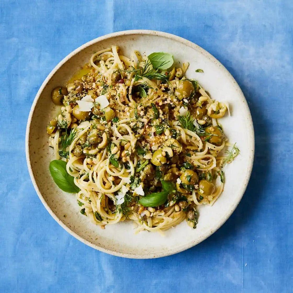 Linguine with zesty, herby breadcrumbs