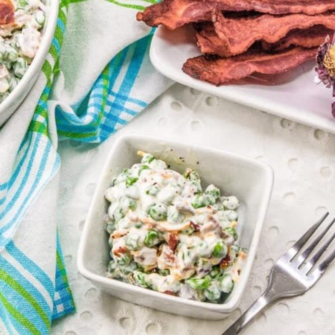 Creamy Green Pea Salad with Bacon Recipe