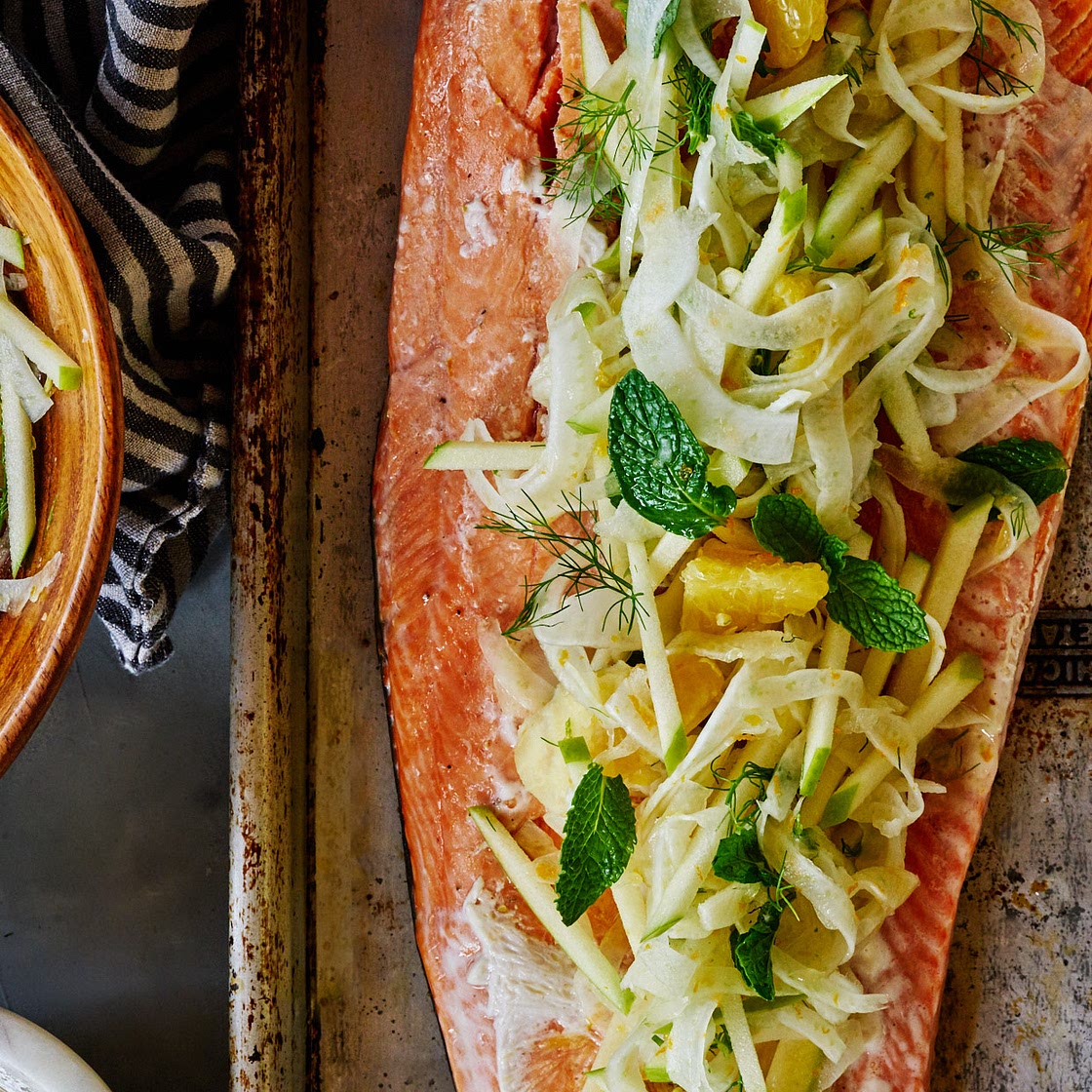 Citrus Salmon with Fennel, Citrus, & Mint Slaw