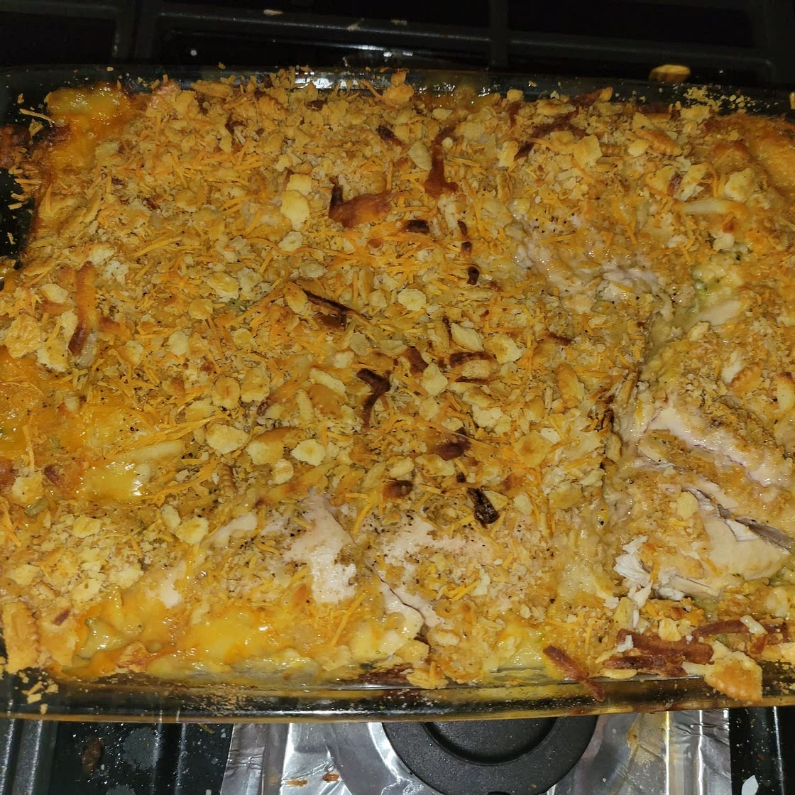 Broccoli Cheddar Chicken Bake with Crackers