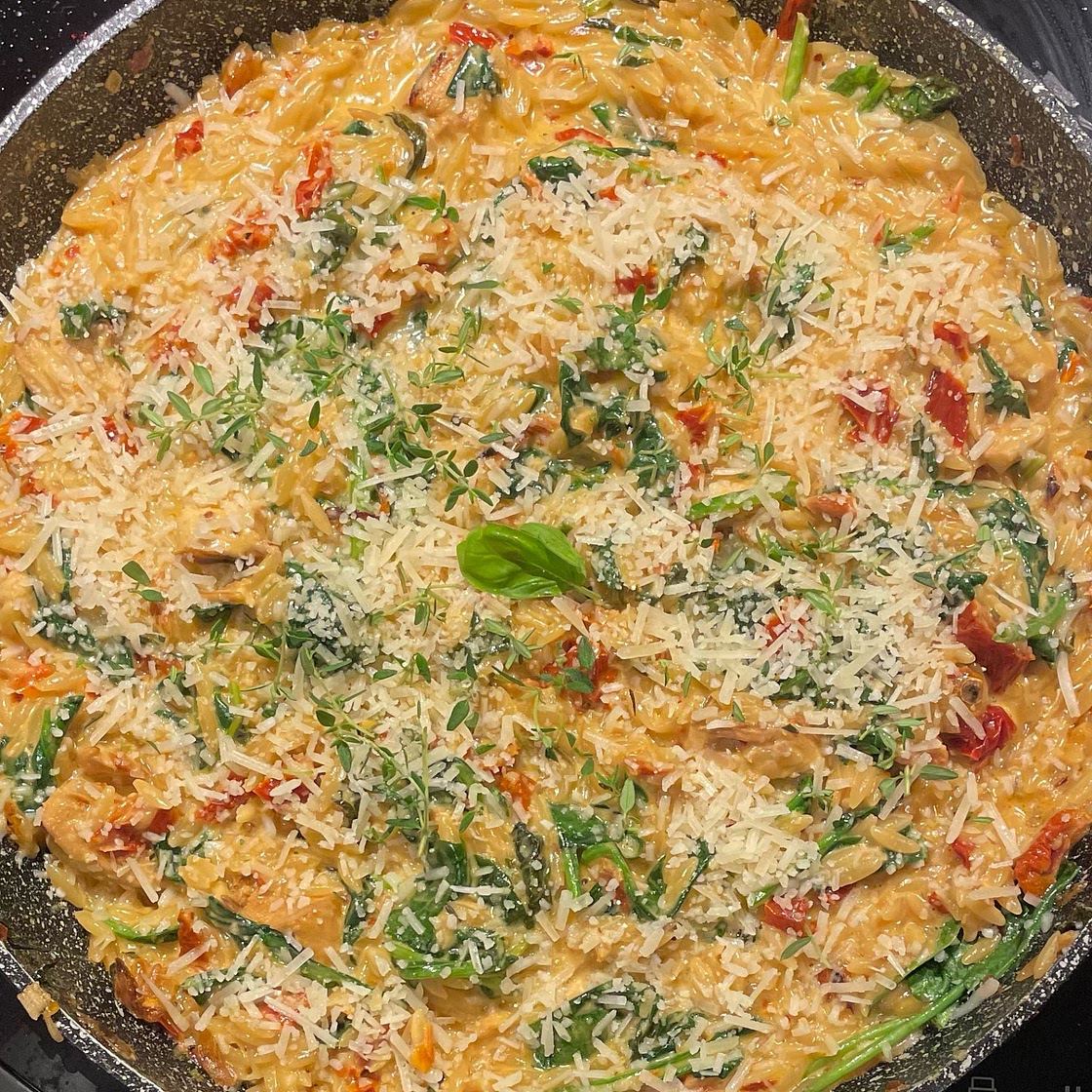 Creamy Tuscan Chicken Orzo