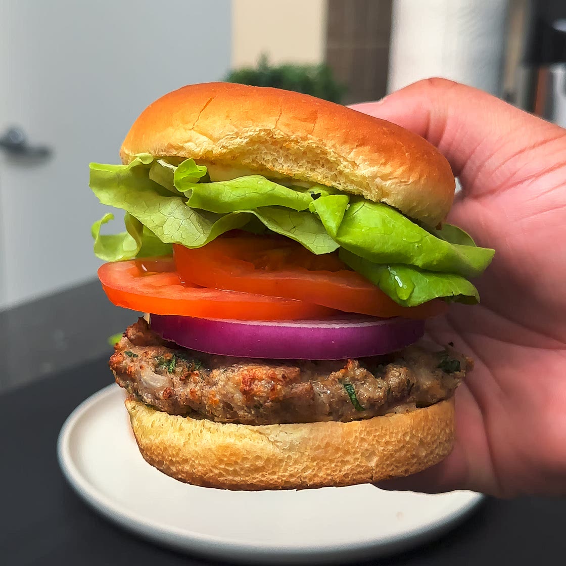 Air Fryer Jerk Chicken Burger