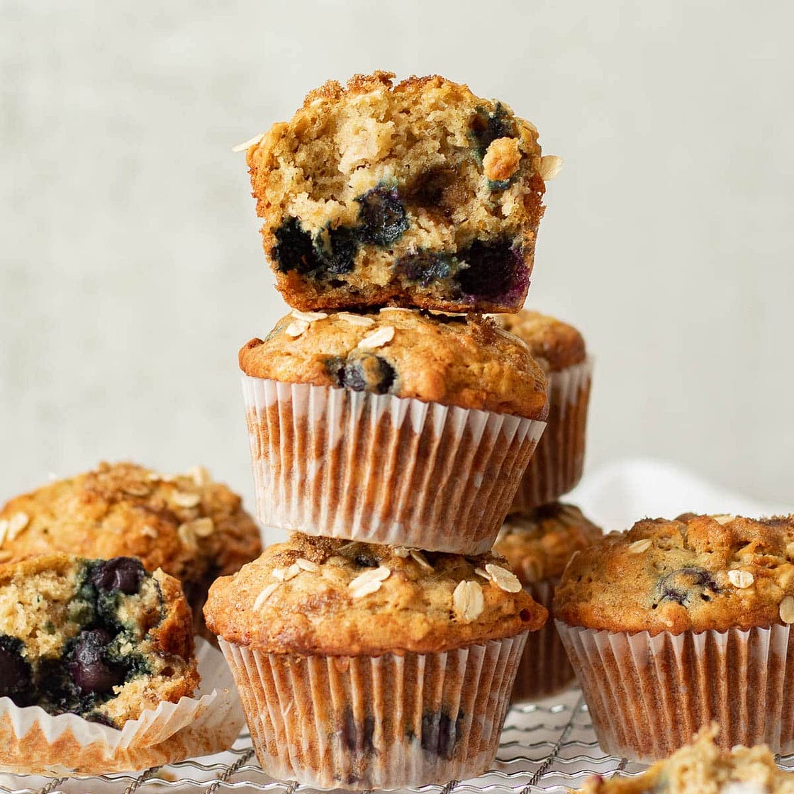 Banana Blueberry Oatmeal Muffins