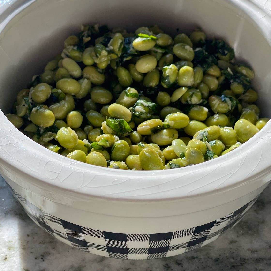 Edamame Salad with Parmesan, Basil & Mint