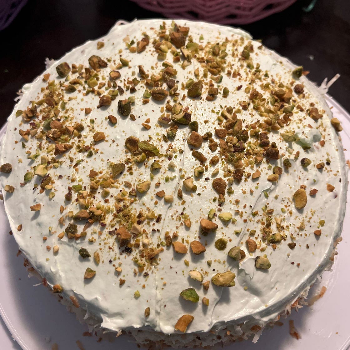 Coconut and Pistachio Pudding Cake