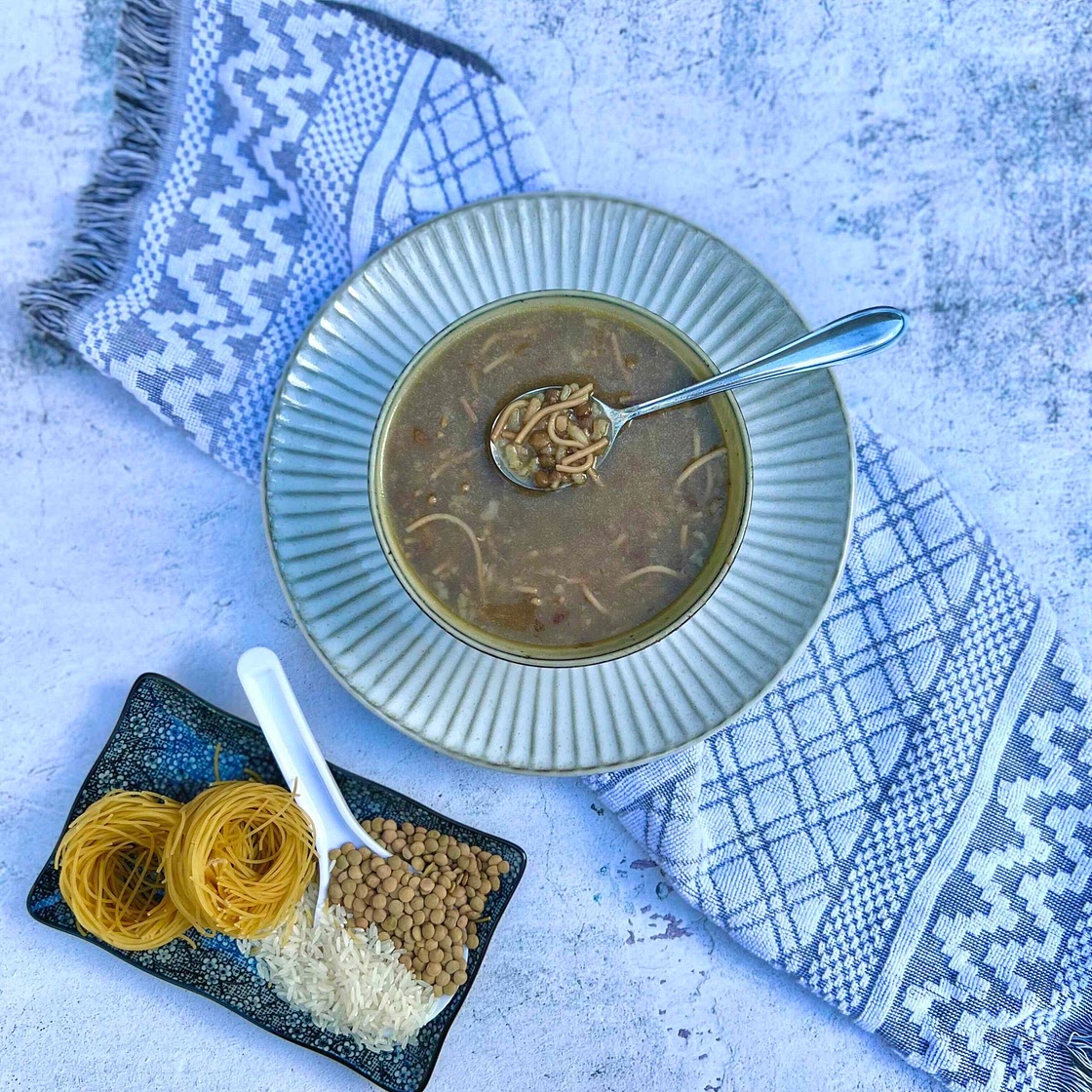 Lebanese Style Lentil Soup with Vermicelli Pasta and Rice 