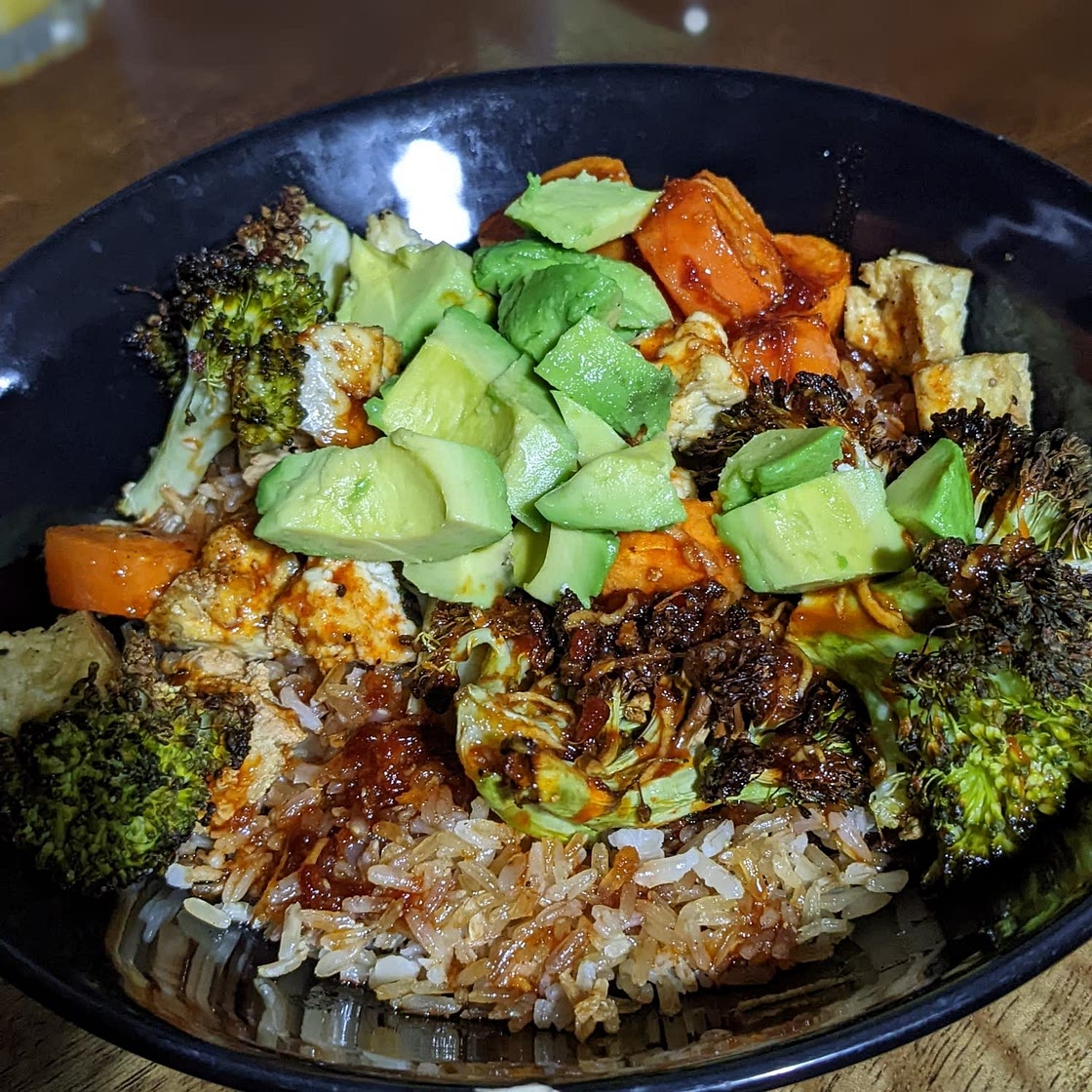 Vegan Baked Fried Rice with Soy Gochujang Sauce
