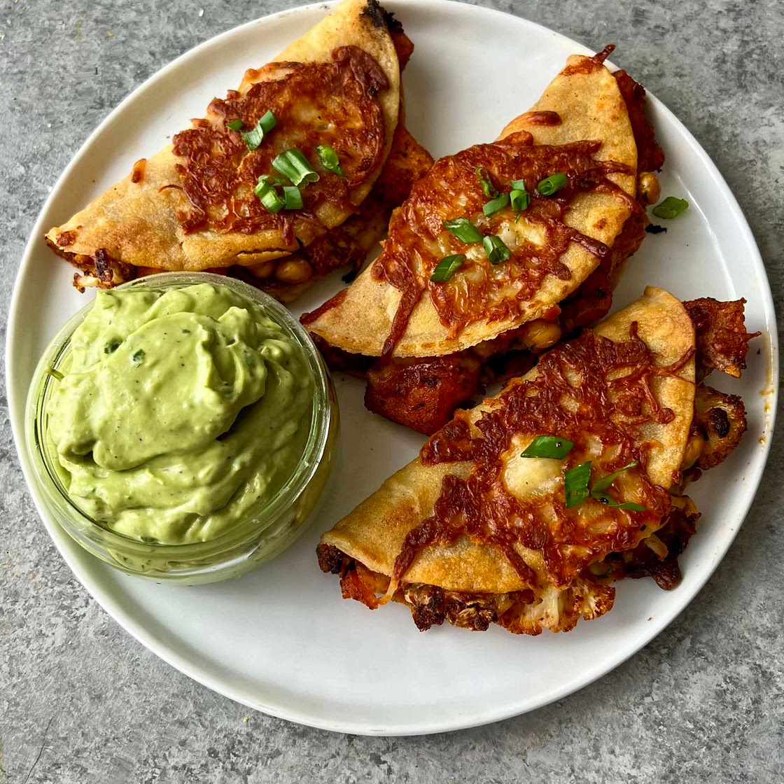 Paprika Cauliflower & Sweet Potato Tacos with Zesty Chickpeas