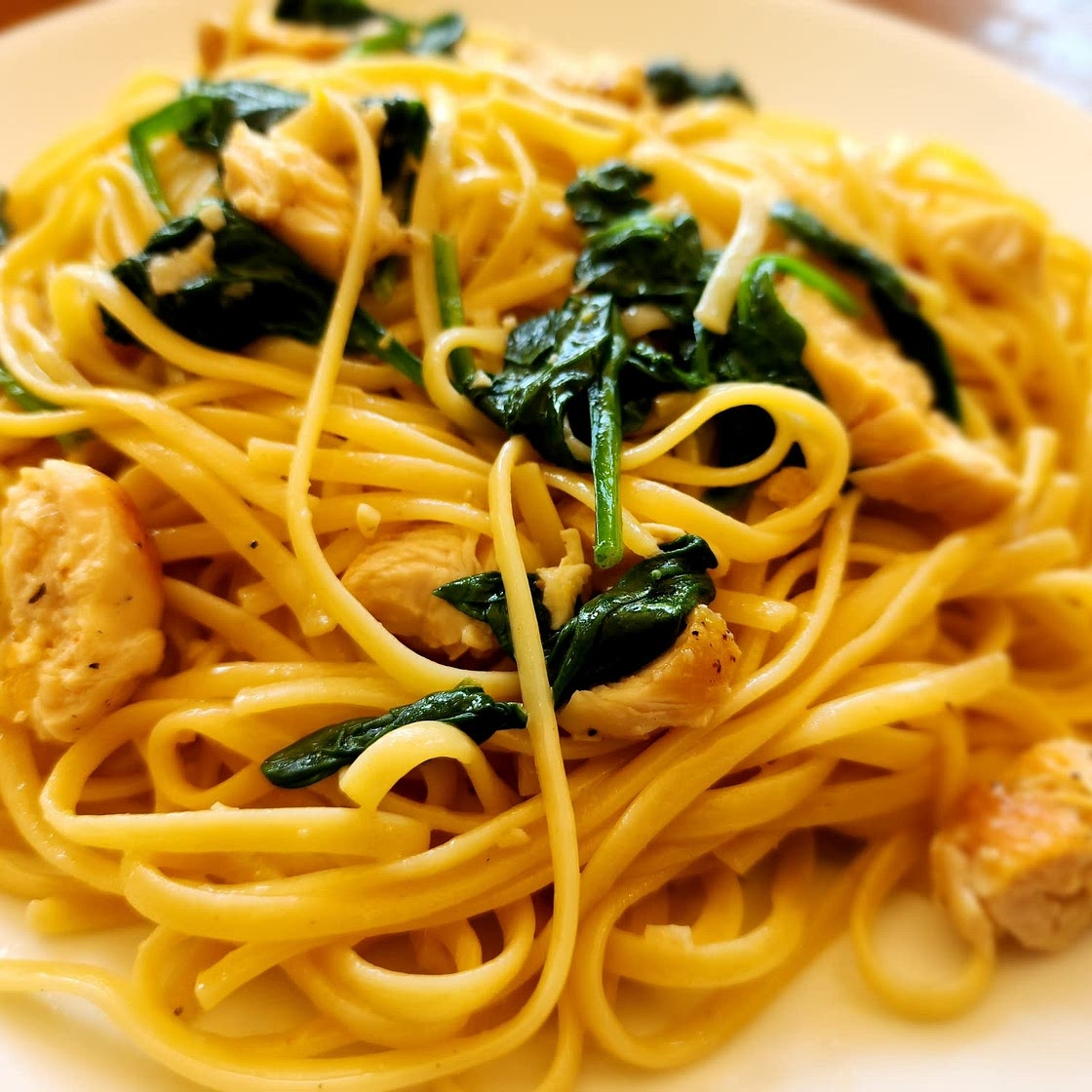 Lemon Pepper Chicken Linguine with Spinach & Parmesan