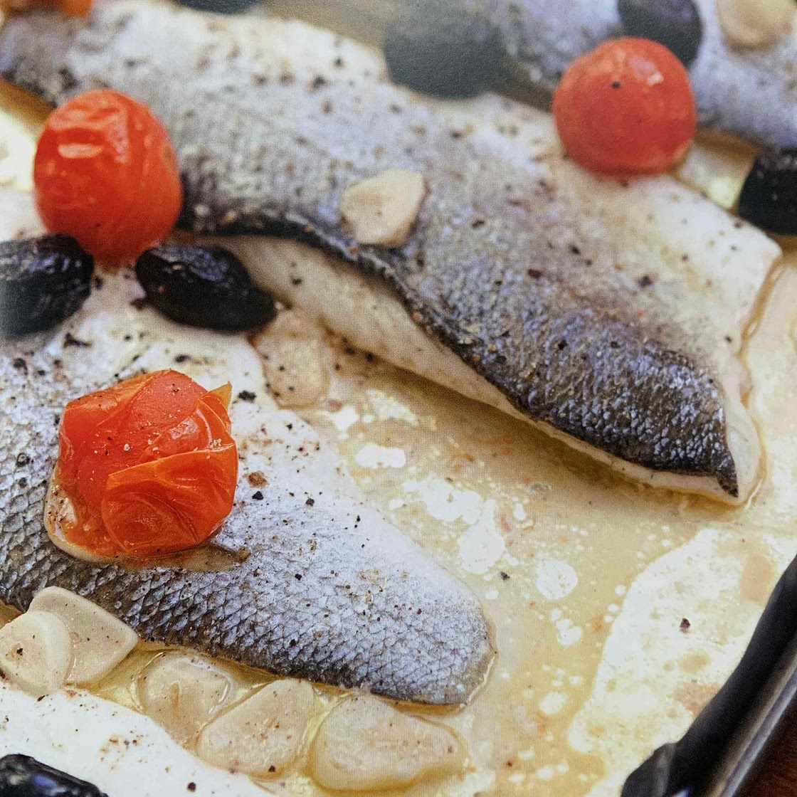 Baked Fish with Tomatoes and Olives 