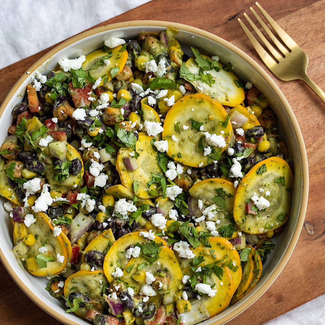 Shaved Zucchini Taco Salad with Crispy Chickpeas