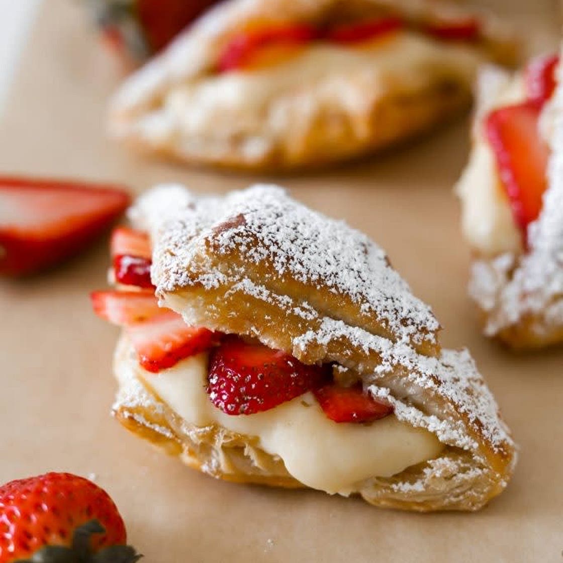 Strawberry Custard Croissants 