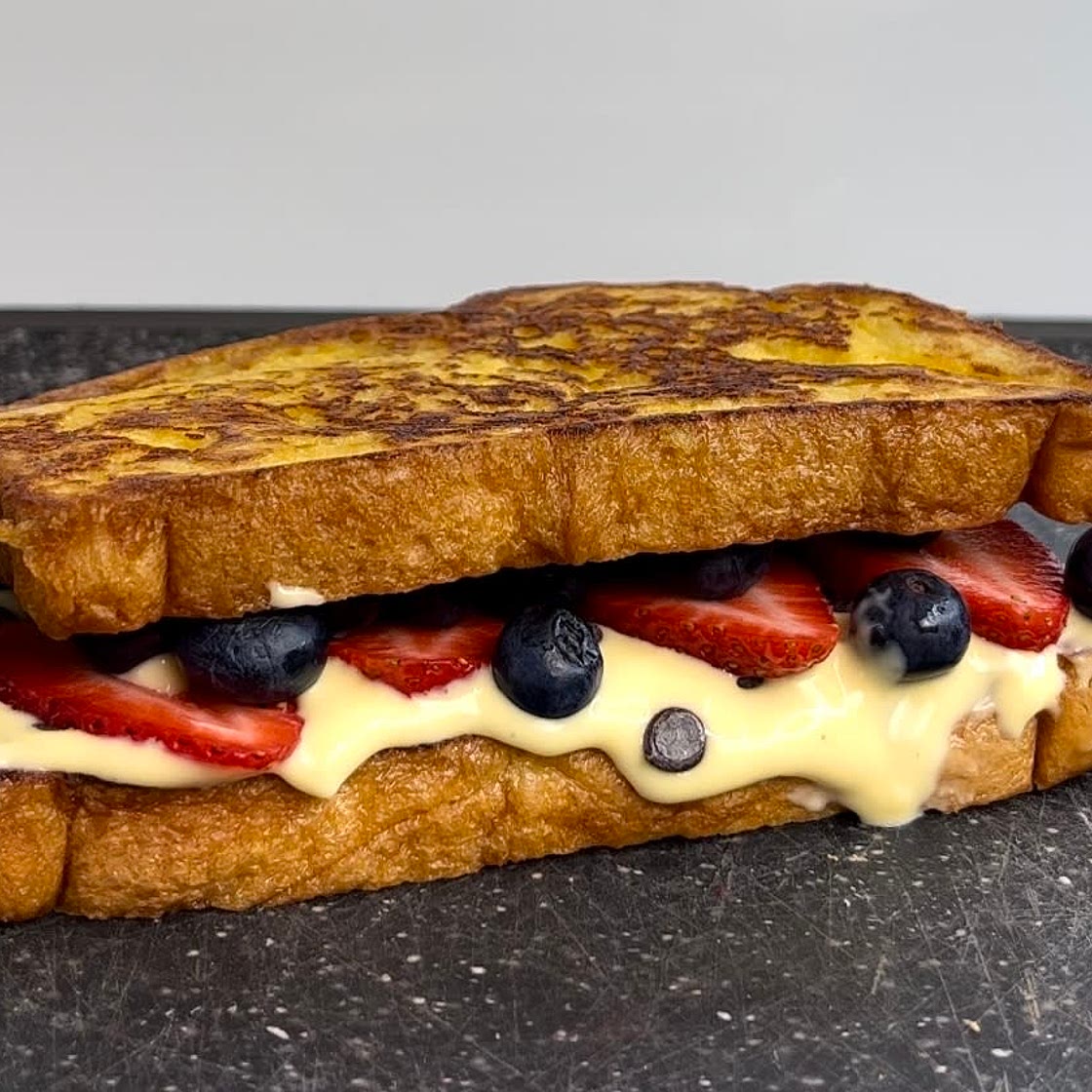 Fruity vanilla french toast sandwich