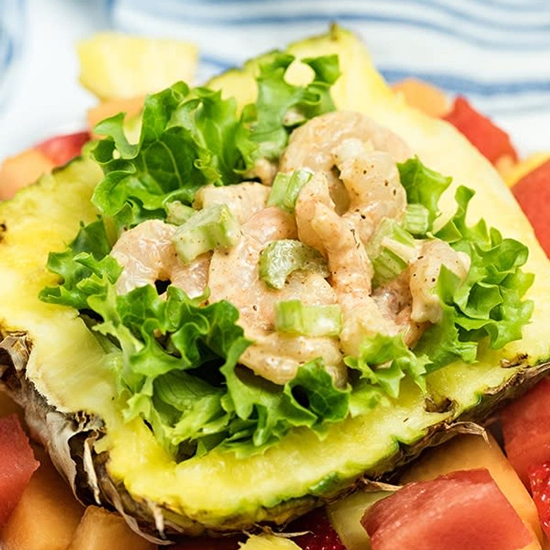 Shrimp Salad in a Pineapple