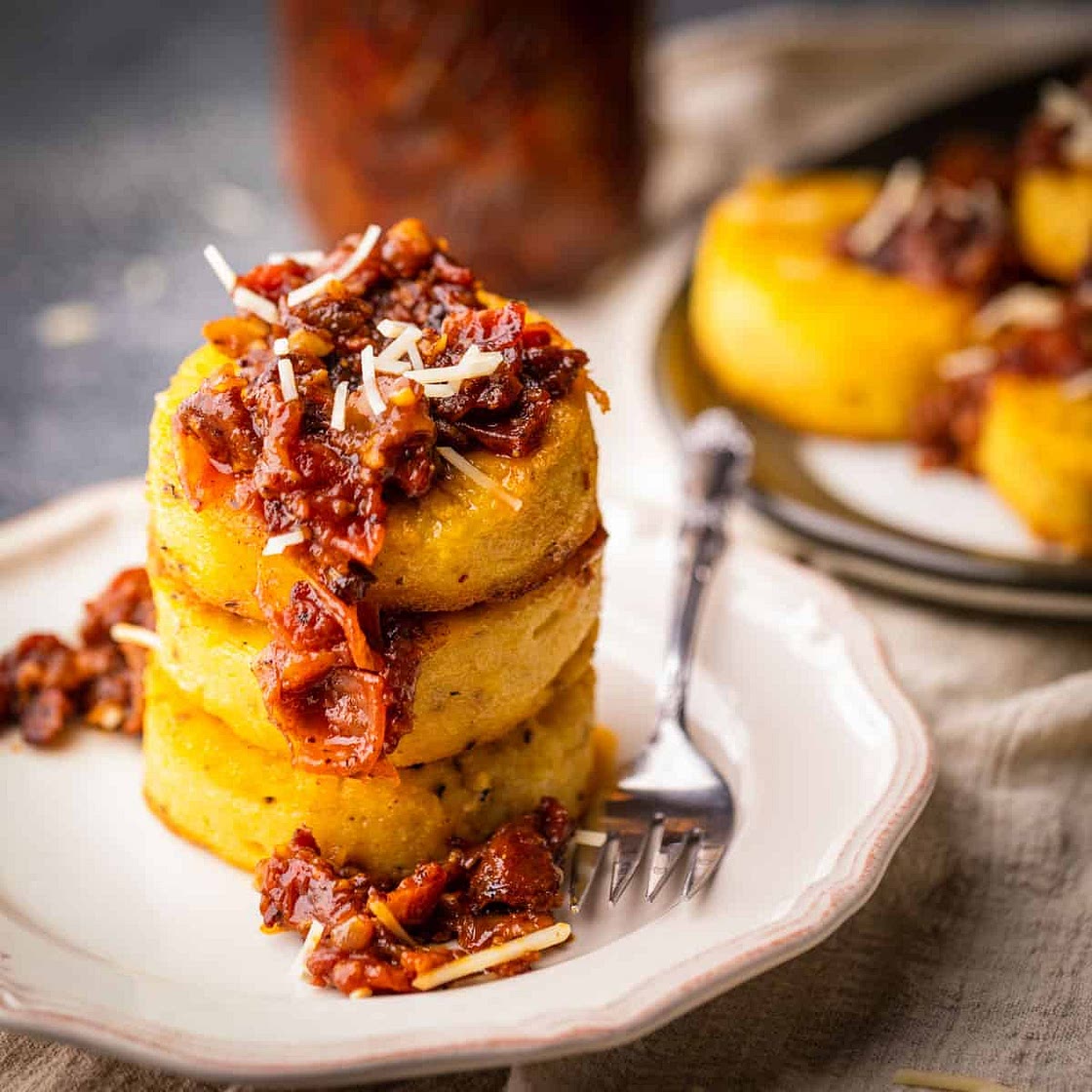 Crispy Fried Polenta Cakes