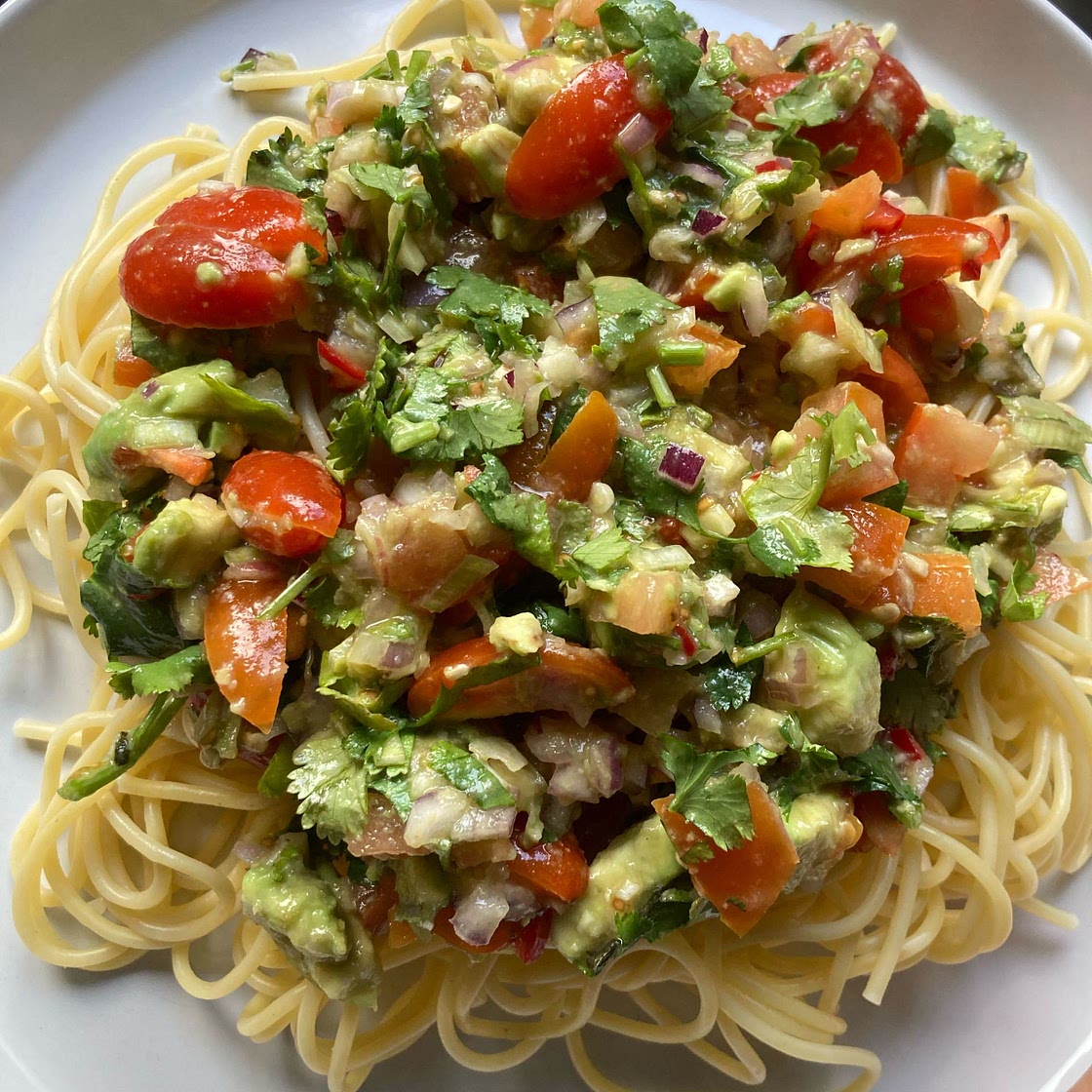 Linguine with Avocado, Tomato & Lime