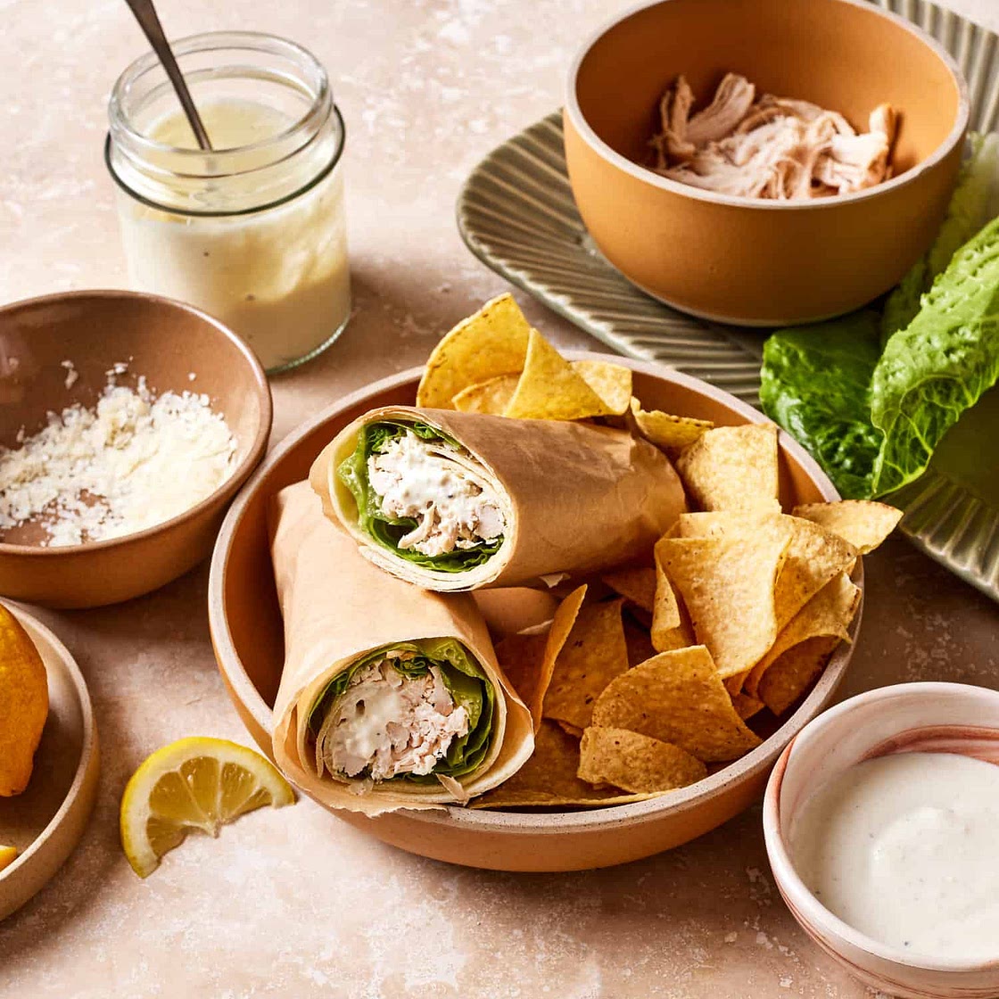 Healthy Chicken Caesar Wraps