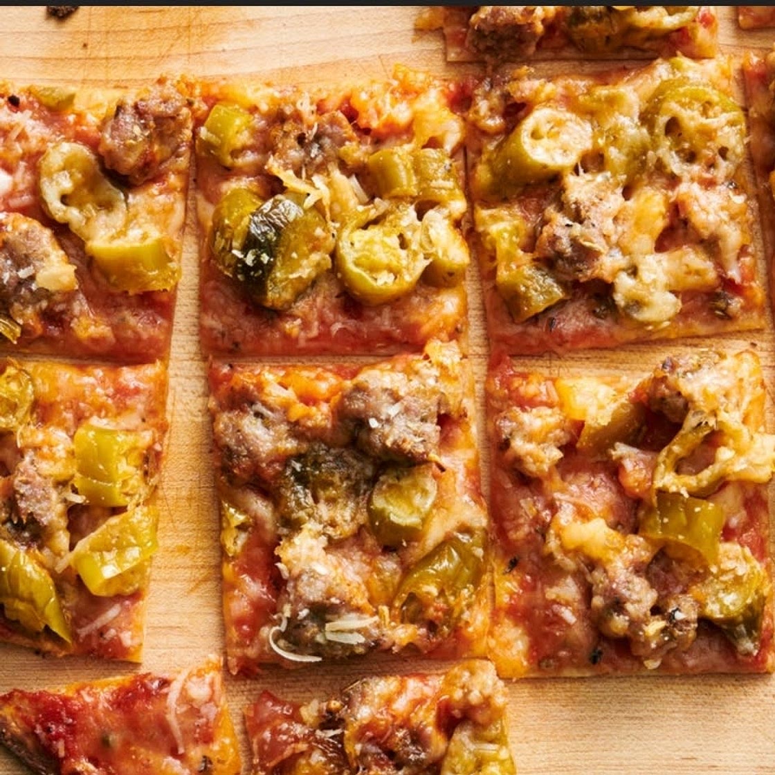Chicago Thin-Crust (Tavern-Style) Pizza With Sausage and Giardiniera