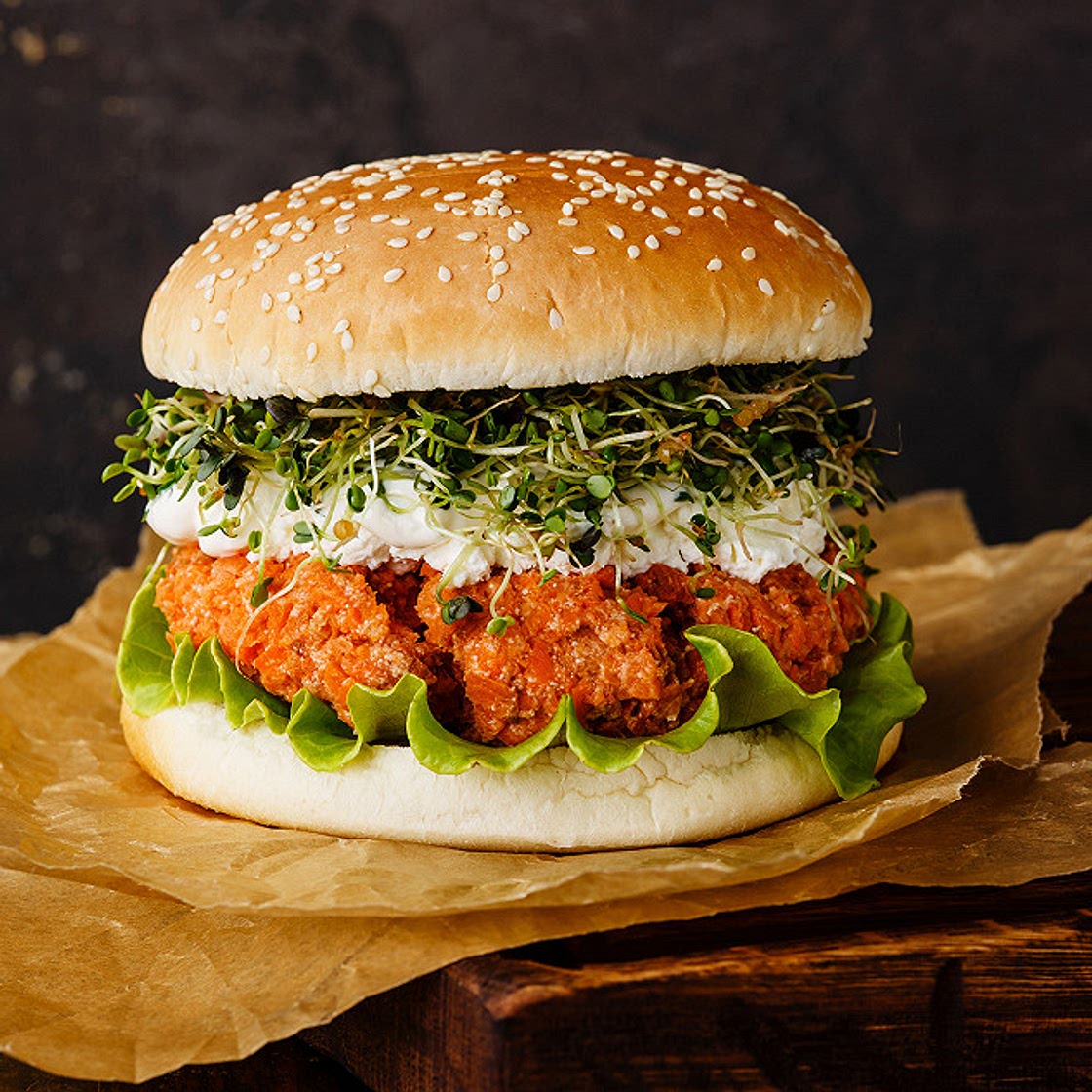 Burger végétarien au steak de carottes
