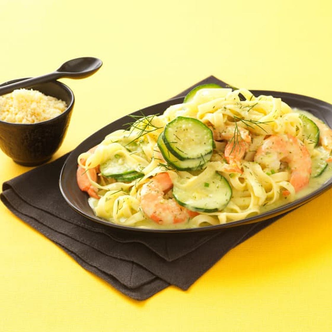 Pasta with Prawns, Courgettes and Lemon