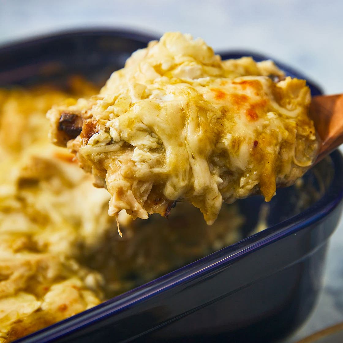 Quick and Easy Green Chile Chicken Enchilada Casserole