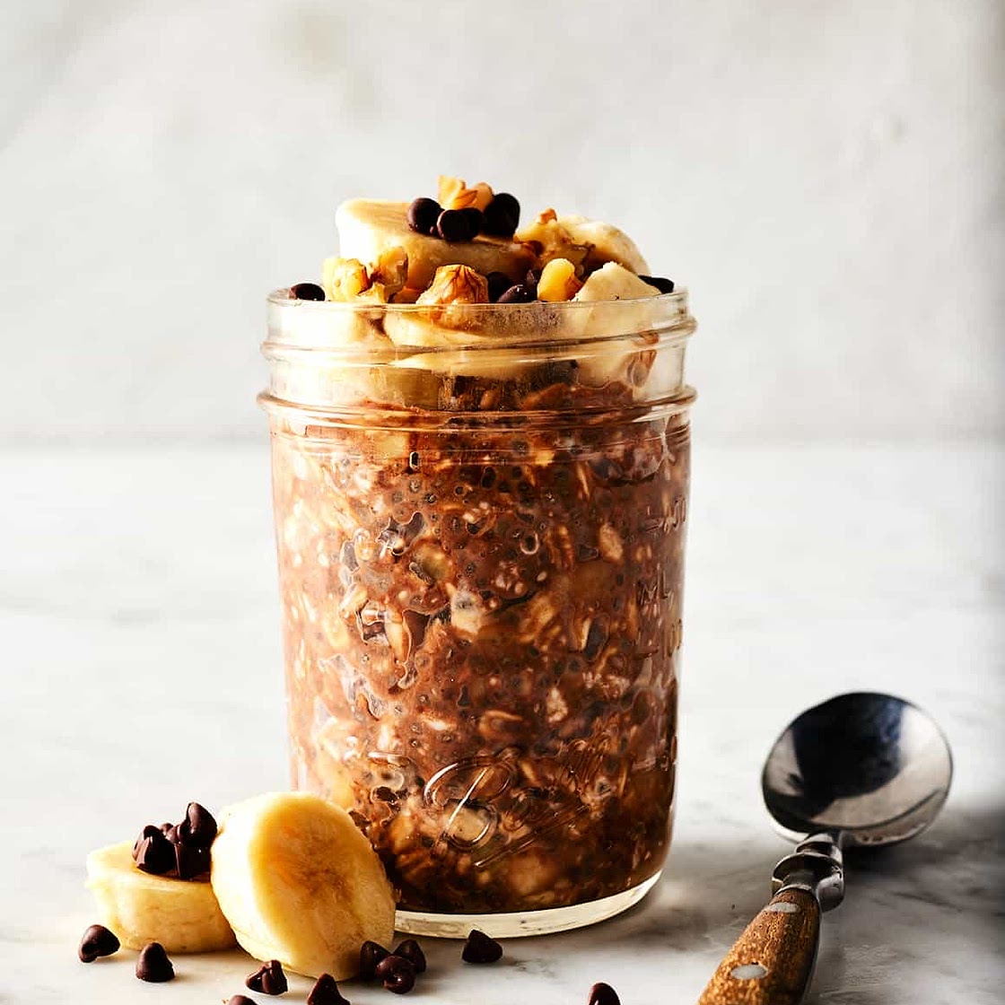 chocolate banana bread overnight oats