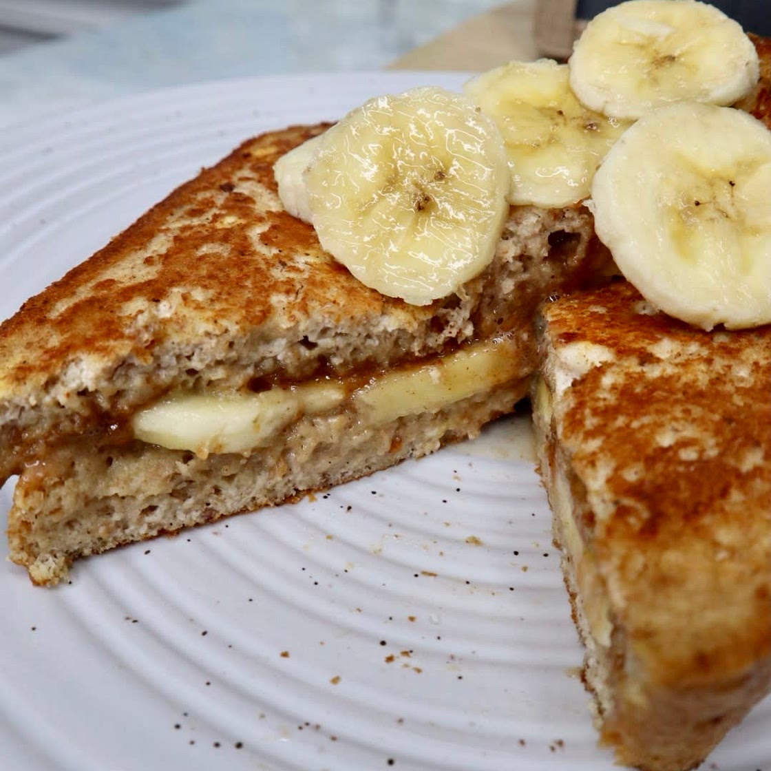 Almond Butter Banana Stuffed Protein French Toast