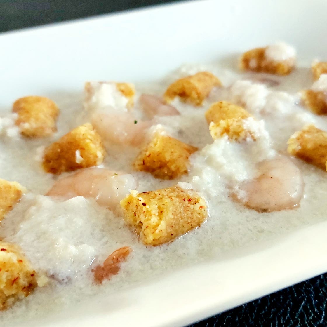 Breadcrumbs and saffron gnocchi - Shrimps and cauliflower