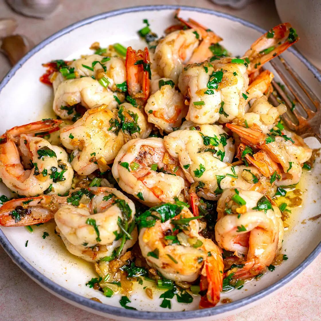 Coriander garlic butter prawns