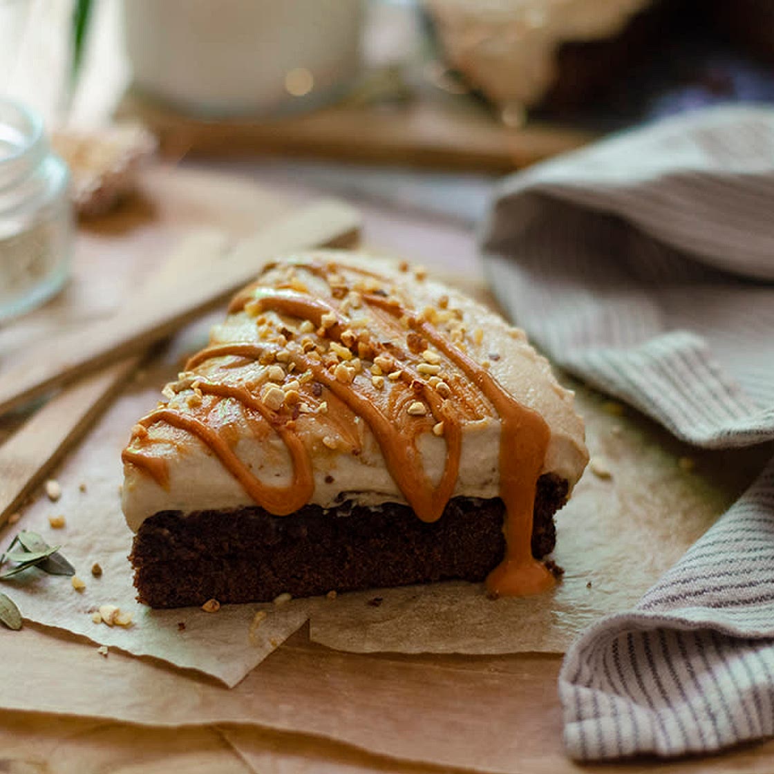 Brownie with almond butter and condensed milk
