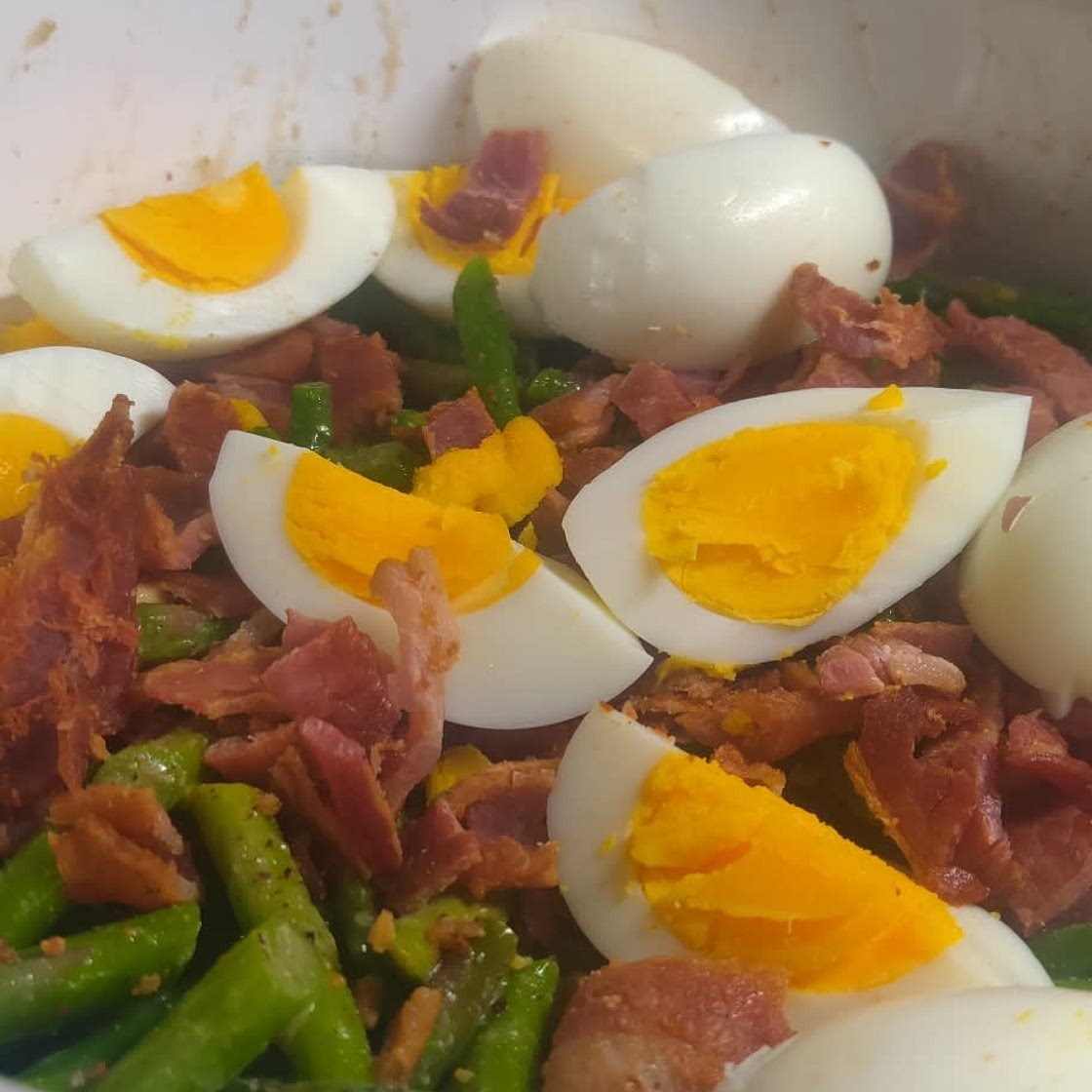 Asparagus Egg and Bacon Salad with Dijon Vinaigrette