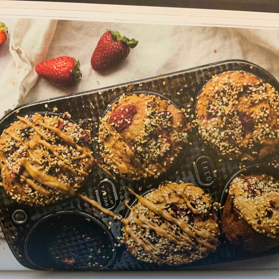 Strawberry, banana and almond butter muffins