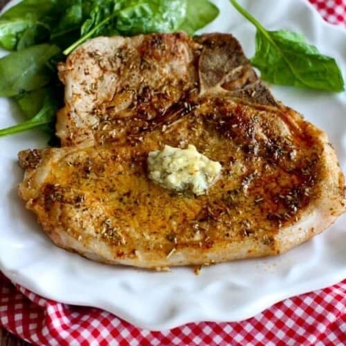 Herbed Pork Chops with Garlic Butter