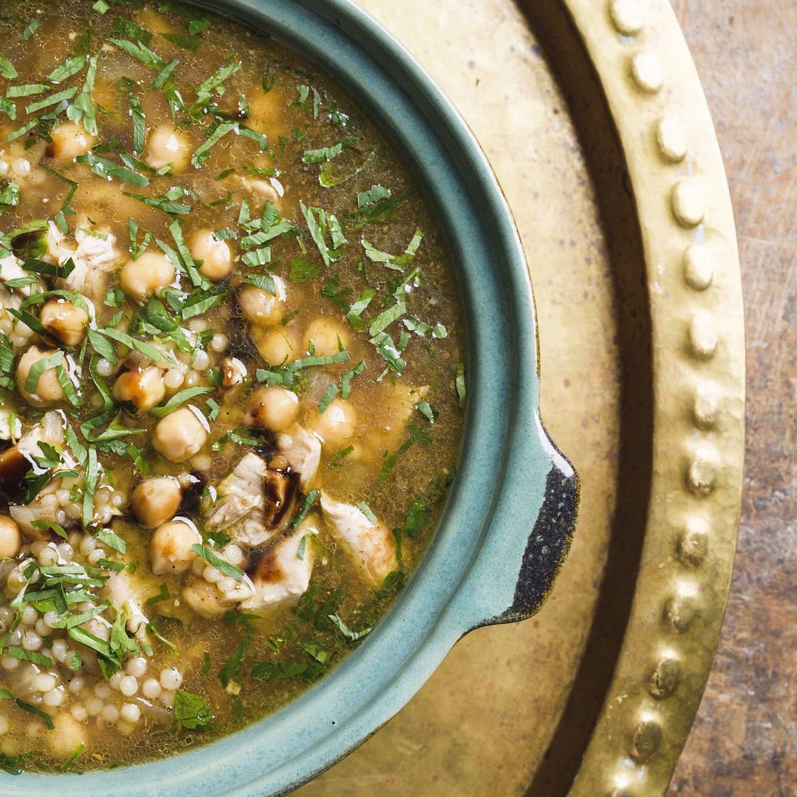 Toasted Pearl Couscous w/ Chicken & Chickpeas