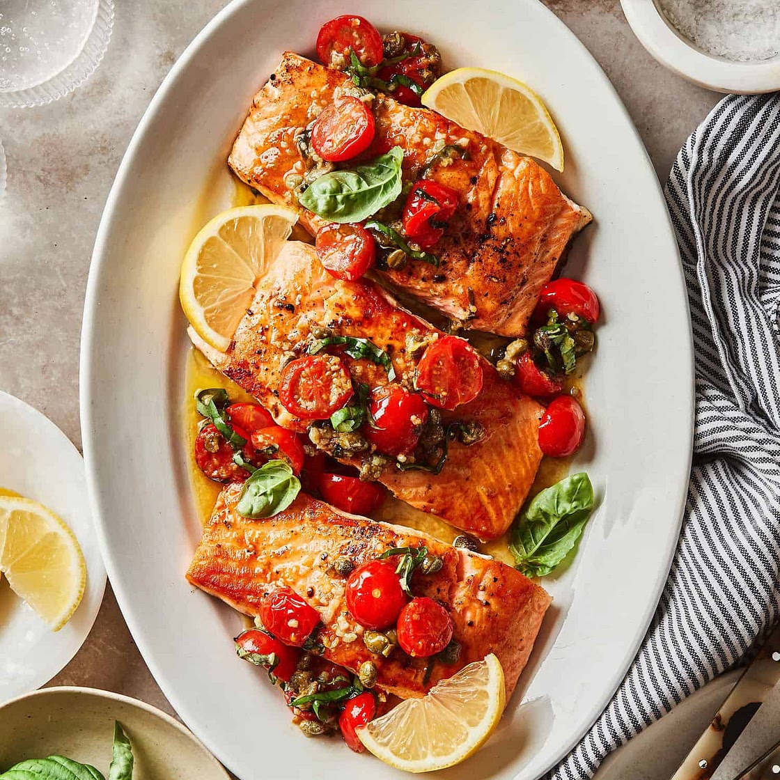 Quick & Easy Salmon with Tomato Lemon Sauce