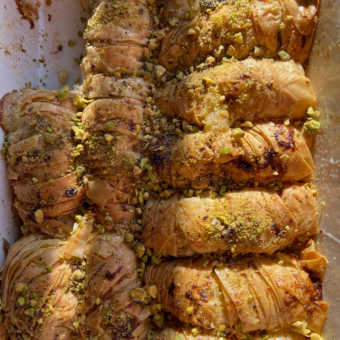 Cream & Pistachio Baklawa Rolls