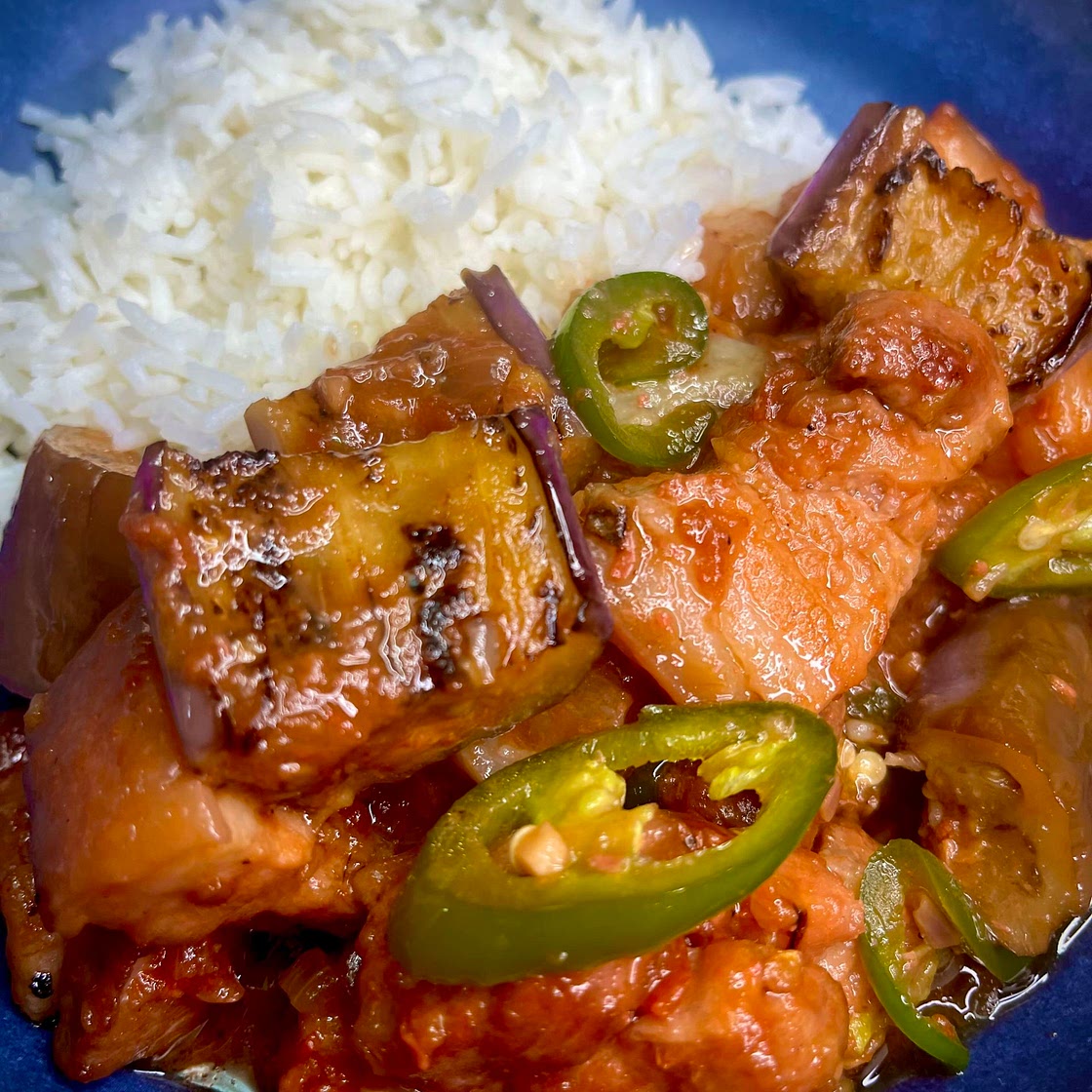 Pork Binagoongan with Coconut Soda
