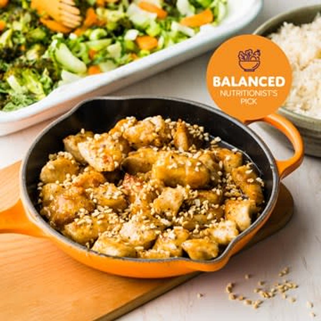 Balanced Chinese-Style Sticky Chicken with Brown Rice & Peanuts