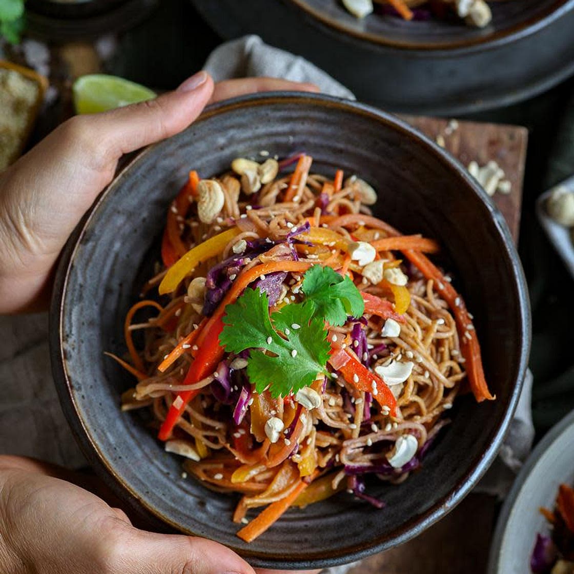 Vegetable Noodle Stir-Fry with Peanut Lime Sauce