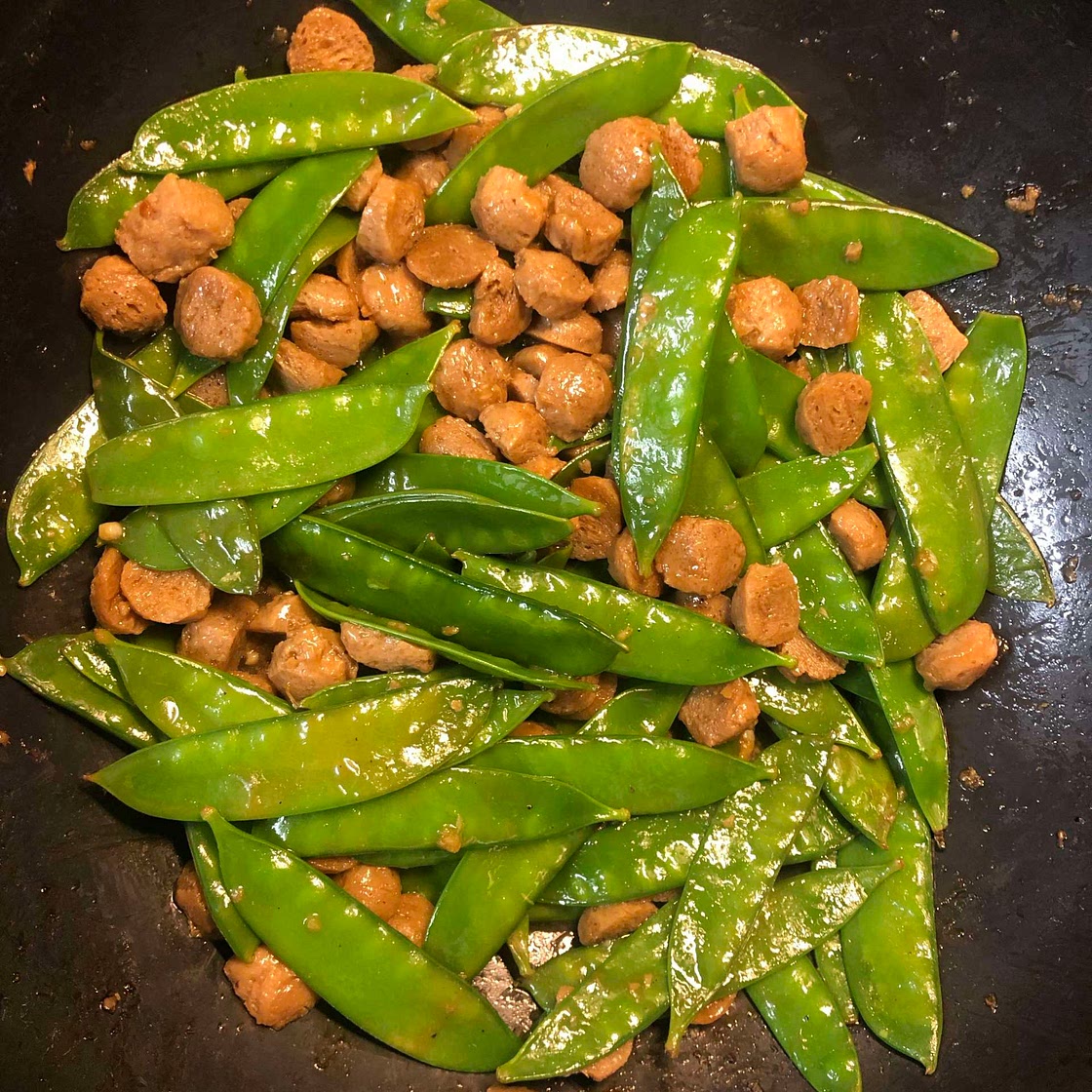 Kefen und soya chunks stir fry