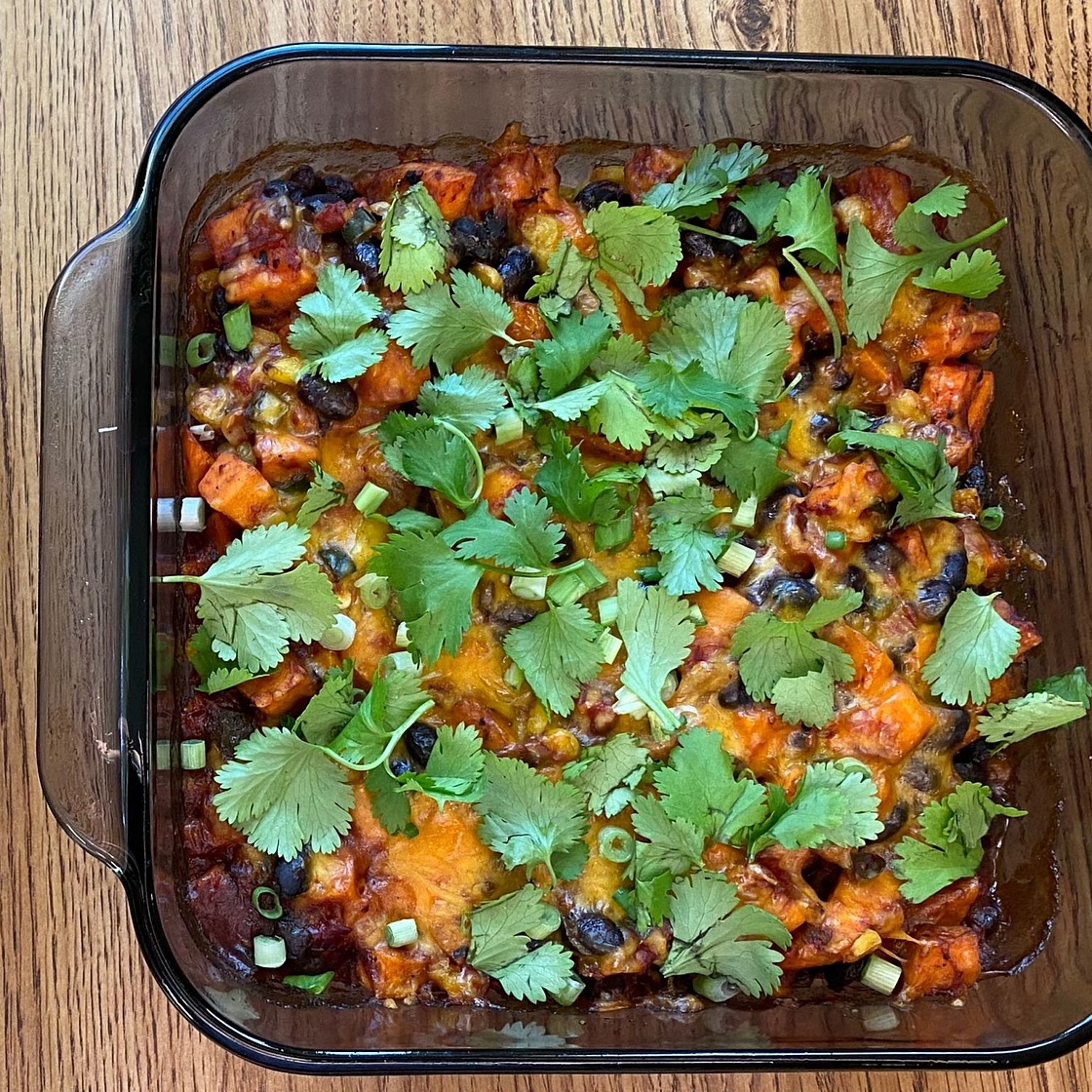 Cheesy Sweet Potato & Black Bean Casserole