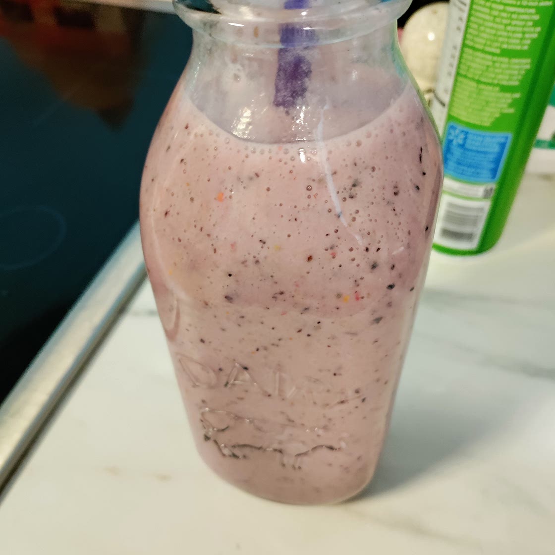 Banana, blueberry, raspberry smoothie
