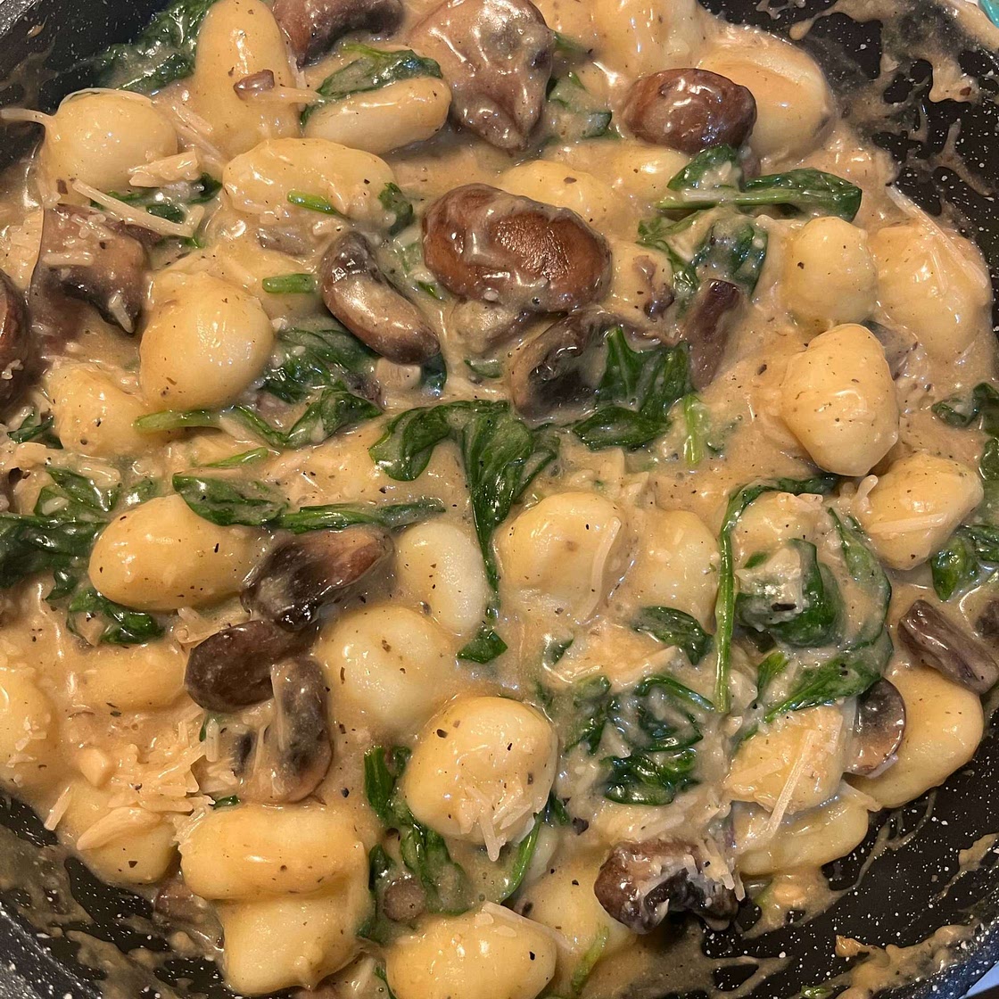 Vegan Gnocchi Mushroom Florentine
