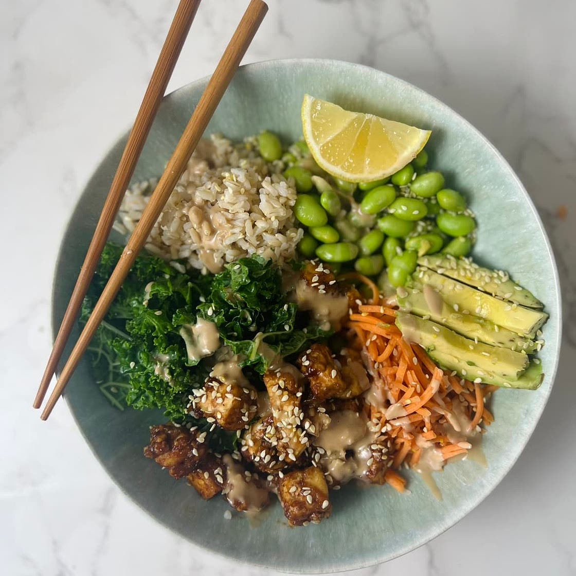 Crispy Asian Tofu Buddha Bowl (Air Fryer)