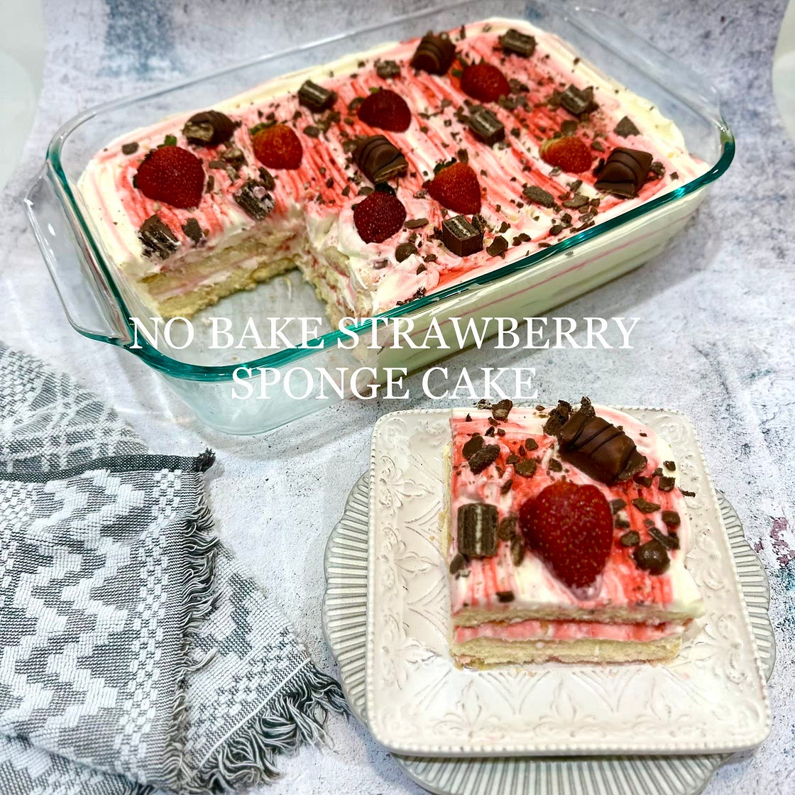 No bake Strawberry Sponge Cake
