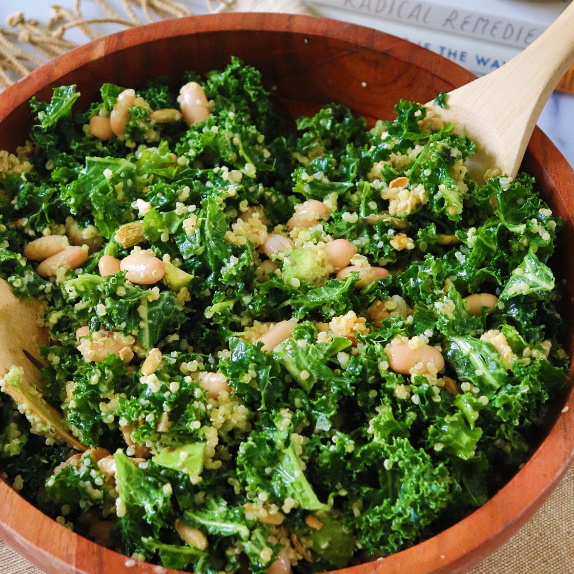 White Bean Kale Quinoa Salad (vegan, gluten free)